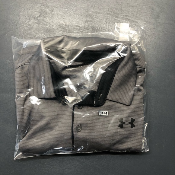 Under Armour Heat Gear Polo Men's Shirt Sz Large Golf Performance Gray - Picture 8 of 8